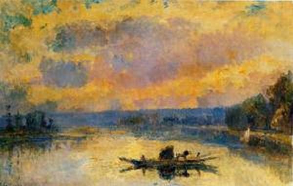 The Ferry at Bouille Sunset Date unknown